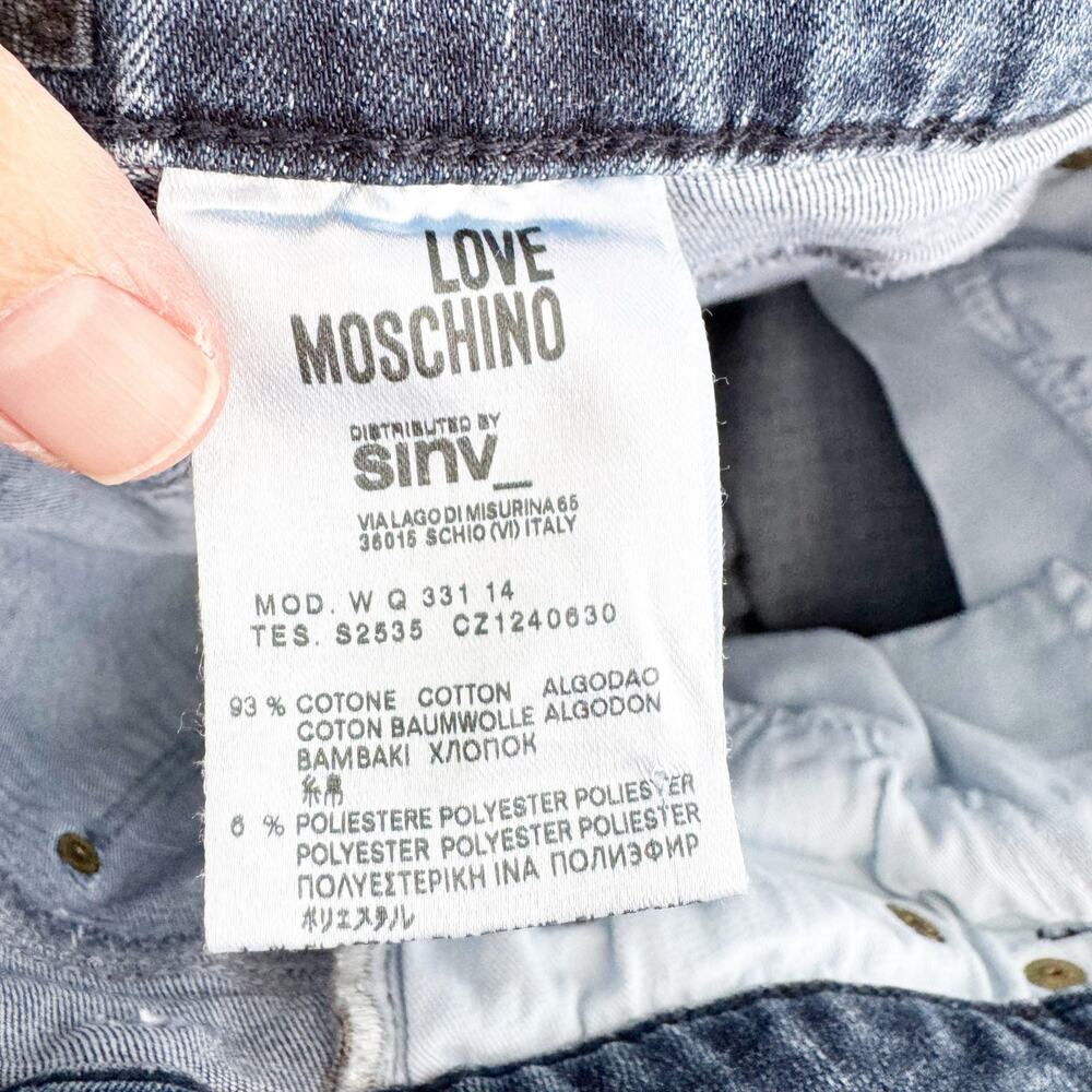 Love Moschino Mid Rise Straight Leg Jeans Allover Heart Print Back Right Pocket - Picture 11 of 13